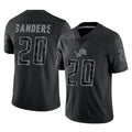 D.Lions #20 Barry Sanders Player Black Reflective Limited Home Game STECN Stitched Jerseys