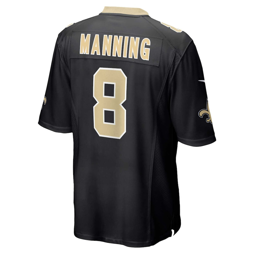STECN NO.Saints #8 Archie Manning Black Retired Player Game Jersey