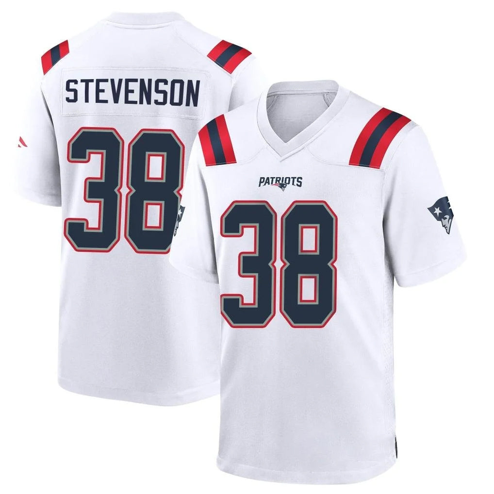 NE.Patriots #38 Rhamondre Stevenson Player White Home Game STECN Stitched Jerseys