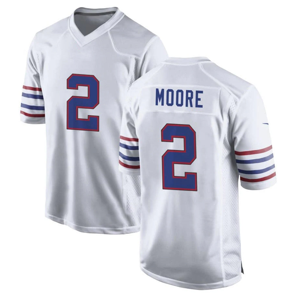 B.Bills #2 DJ Moore Player White Alternate Game STECN Stitched Jerseys
