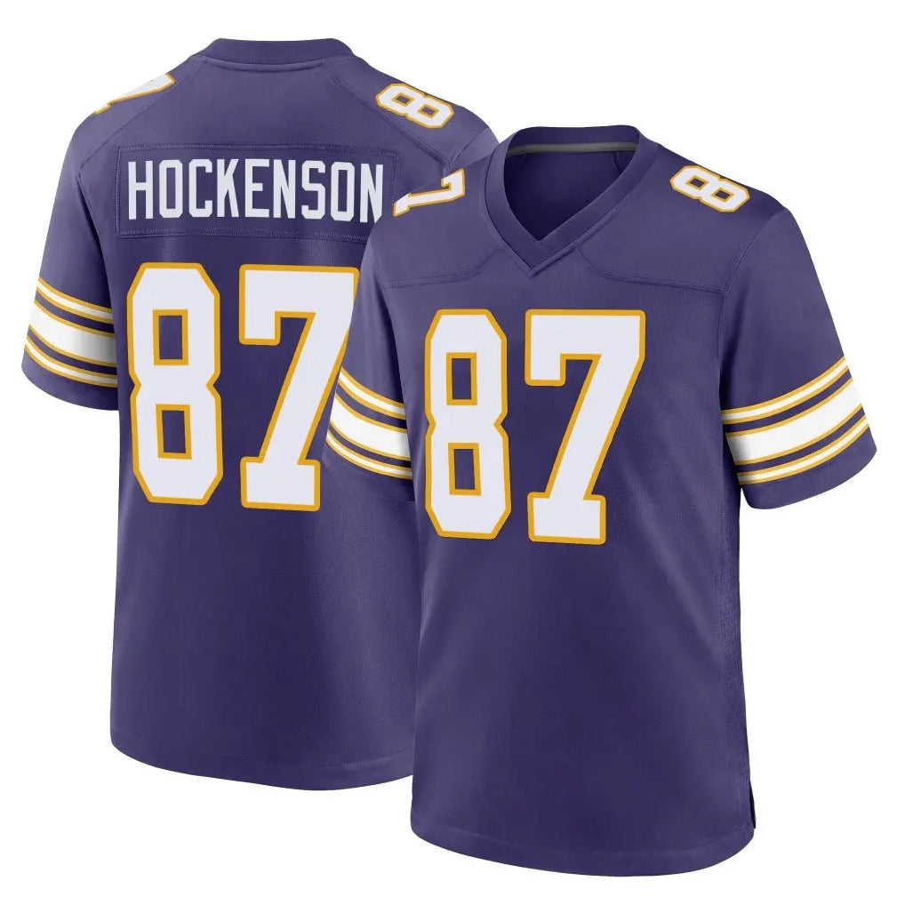 M.Vikings #87 T.J. Hockenson Player Purple Classic Home Game STECN Stitched Jerseys