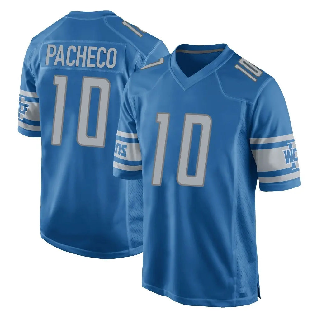D.Lions #10 Isiah Pacheco Player Blue Home Game STECN Stitched Jerseys