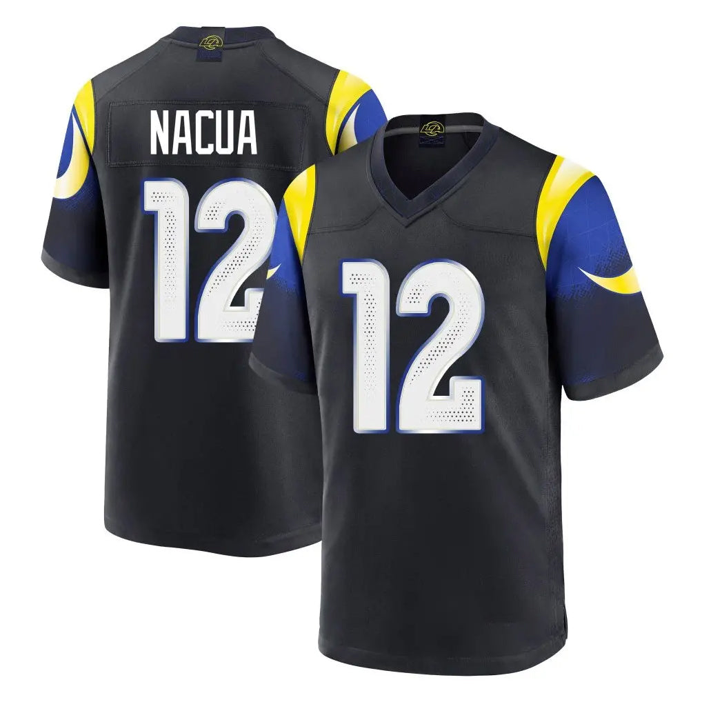 LA.Rams #12 Puka Nacua Player Black Midnight Rivalries Collection Home Game STECN Stitched Jerseys