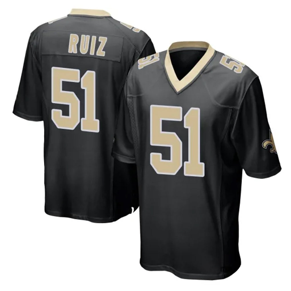NO.Saints #51 Cesar Ruiz Player Black Home Game STECN Stitched Jerseys