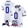 NY.Giants #0 Brian Burns Player White 100th Season & State Patch Vapor Limited Home Game STECN Stitched Jerseys