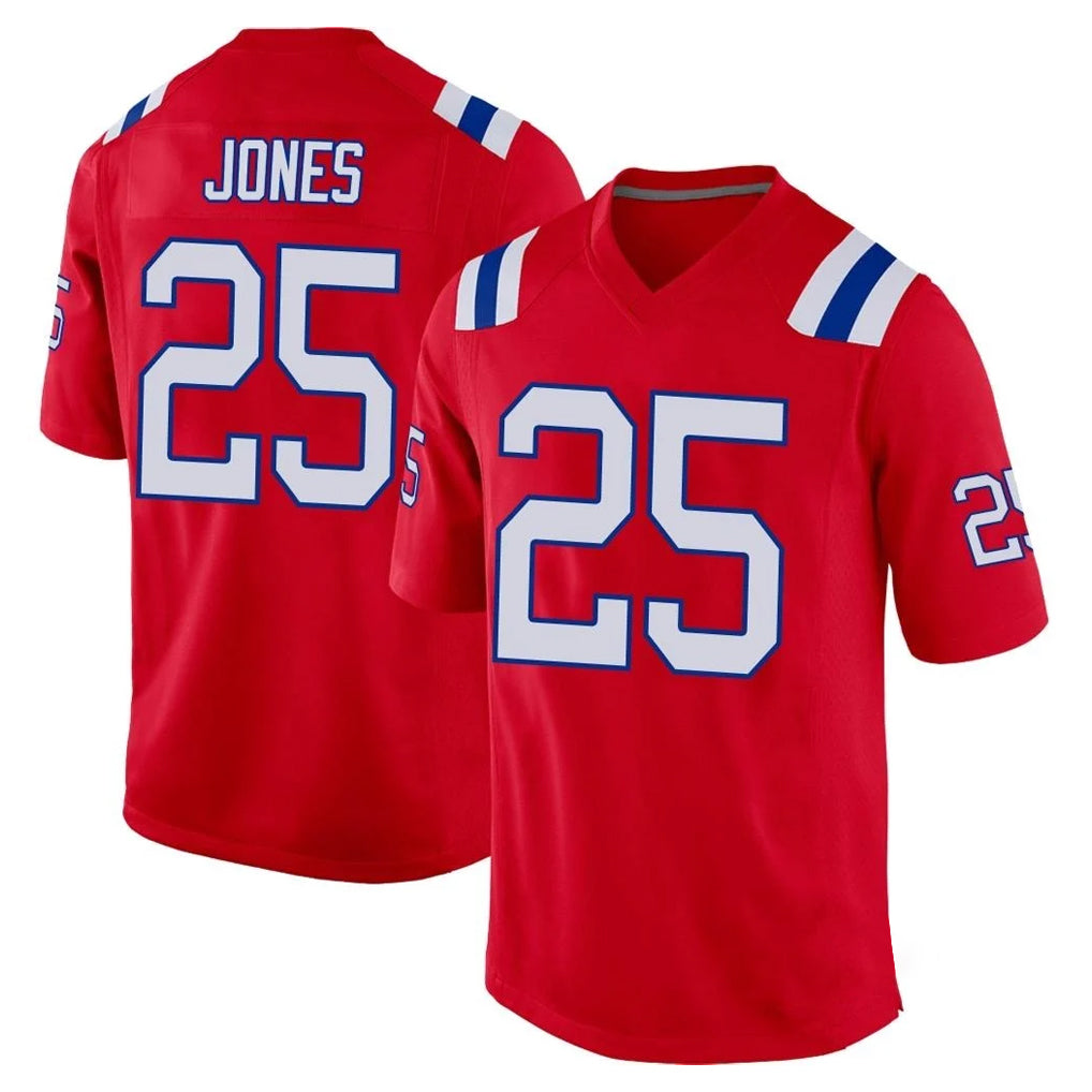 NE.Patriots #25 Marcus Jones Player Red Home Game STECN Stitched Jerseys