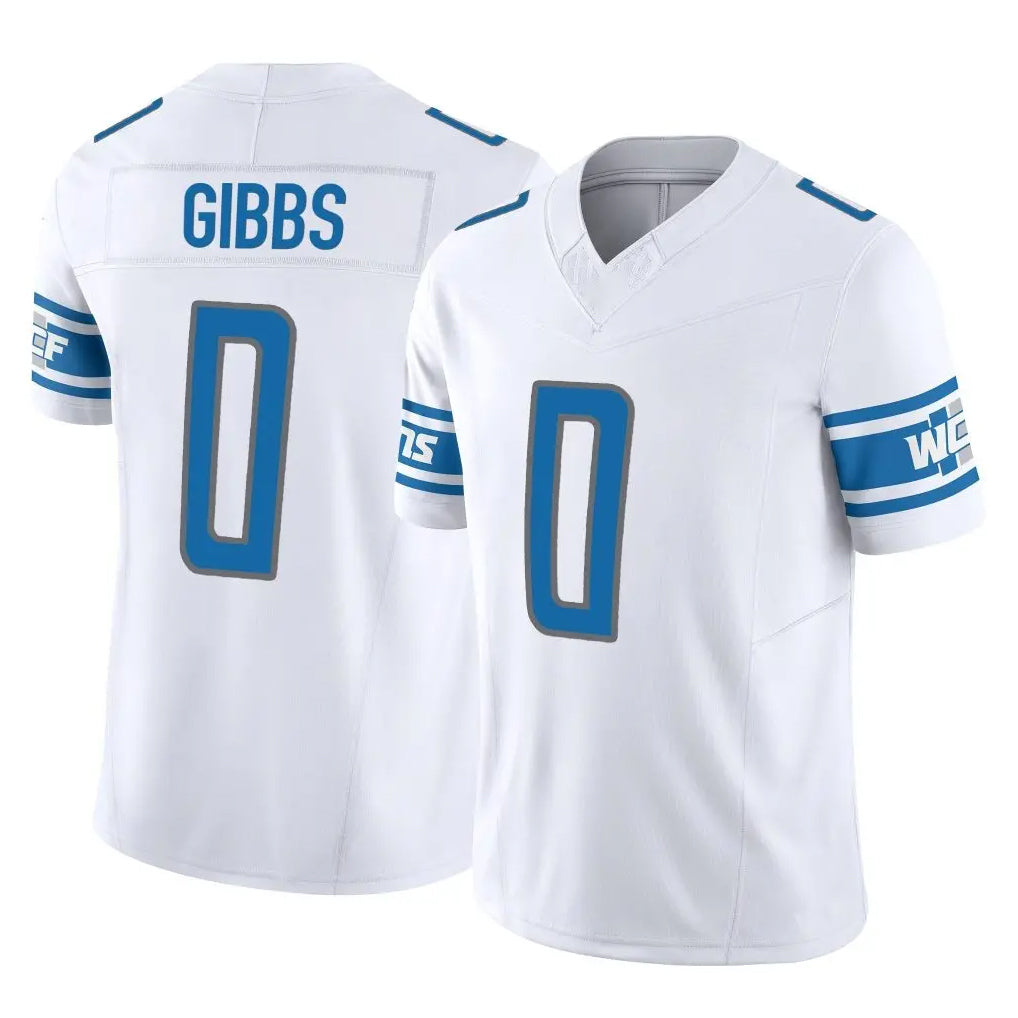 D.Lions #0 Jahmyr Gibbs Player White Vapor F.U.S.E. Limited Home Game STECN Stitched Jerseys