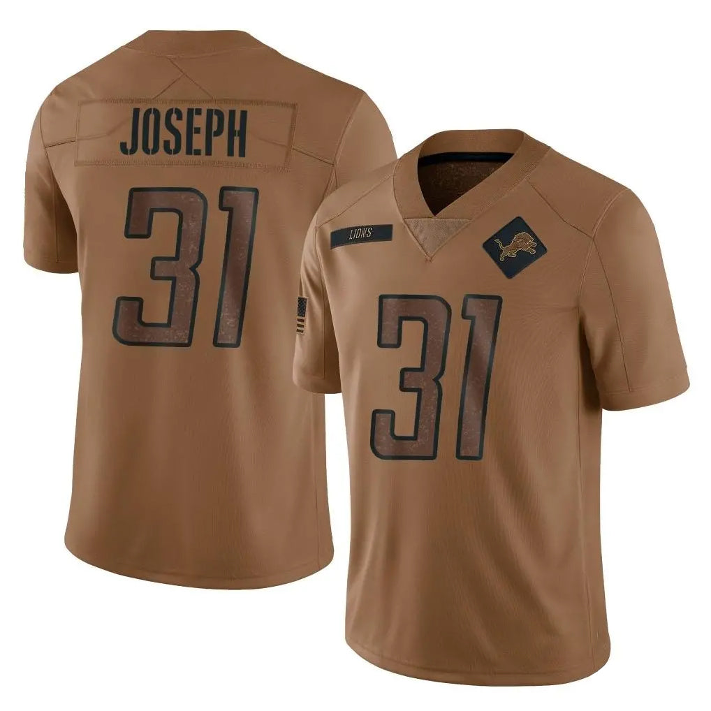 D.Lions #31 Kerby Joseph Player Brown Salute To Service Limited STECN Stitched Jerseys