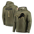 D.Lions #1 Jameson Williams Player Olive Salute to Service Pullover Hoodies Home Game STECN Stitched Jerseys