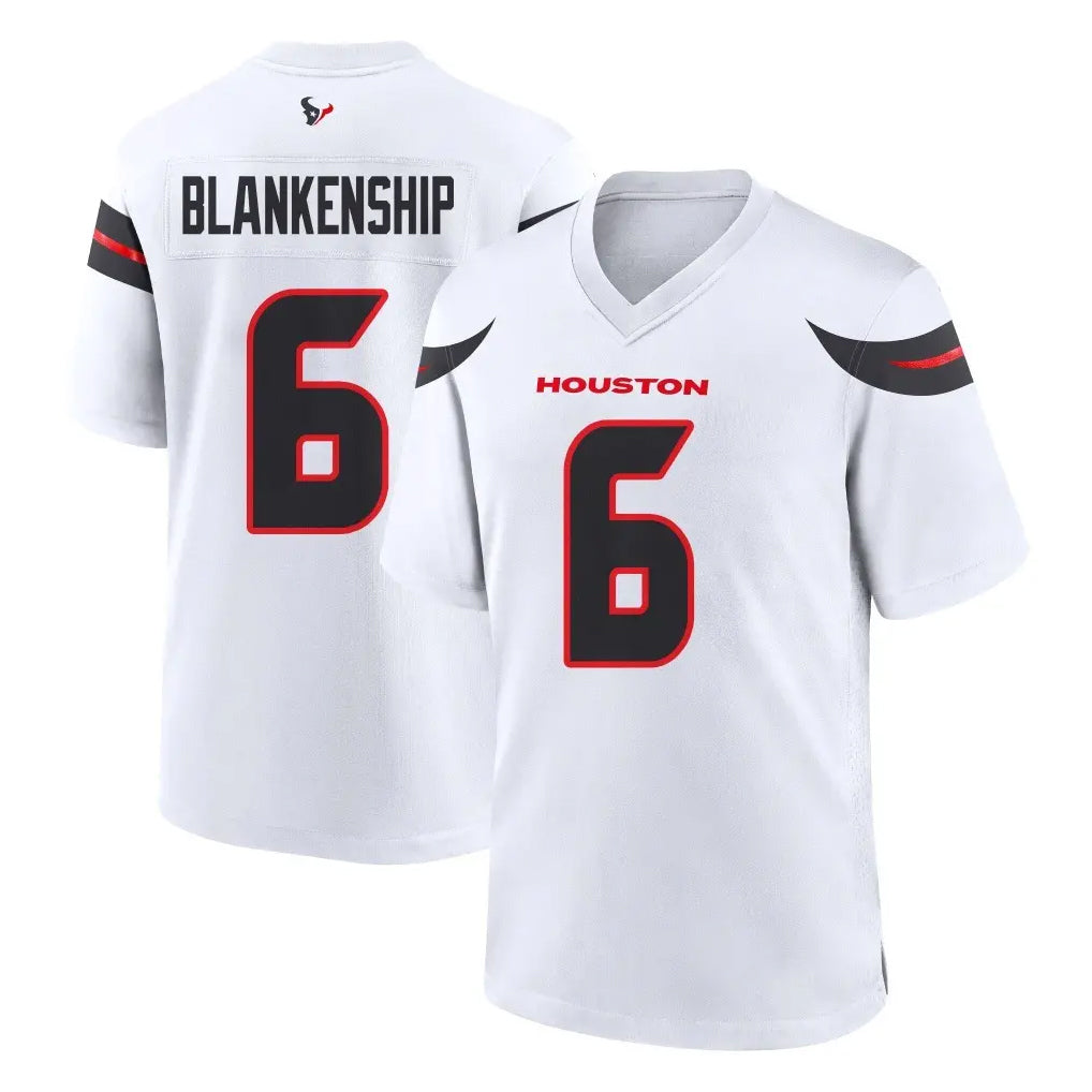 H.Texans #6 Reed Blankenship Player White Home Game STECN Stitched Jerseys
