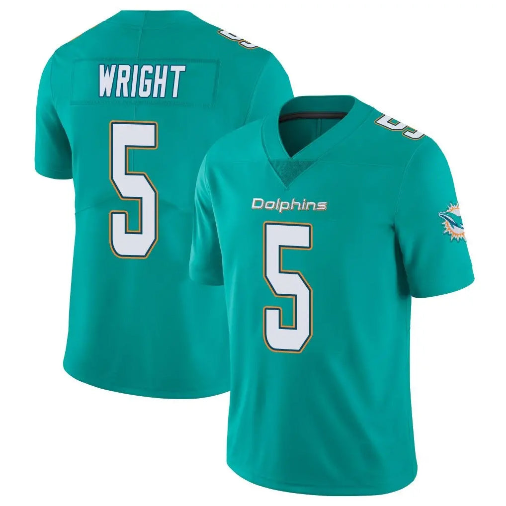 M.Dolphins #5 Jaylen Wright Player Aqua Limited Vapor Untouchable Home Game STECN Stitched Jerseys