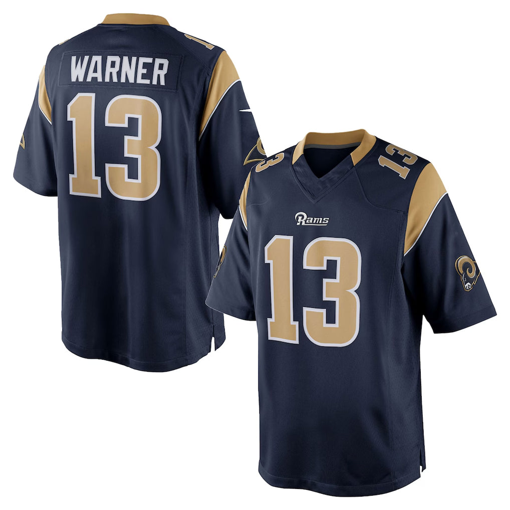 LA.Rams #13 Kurt Warner Player Navy Retired Limited STECN Stitched Jerseys