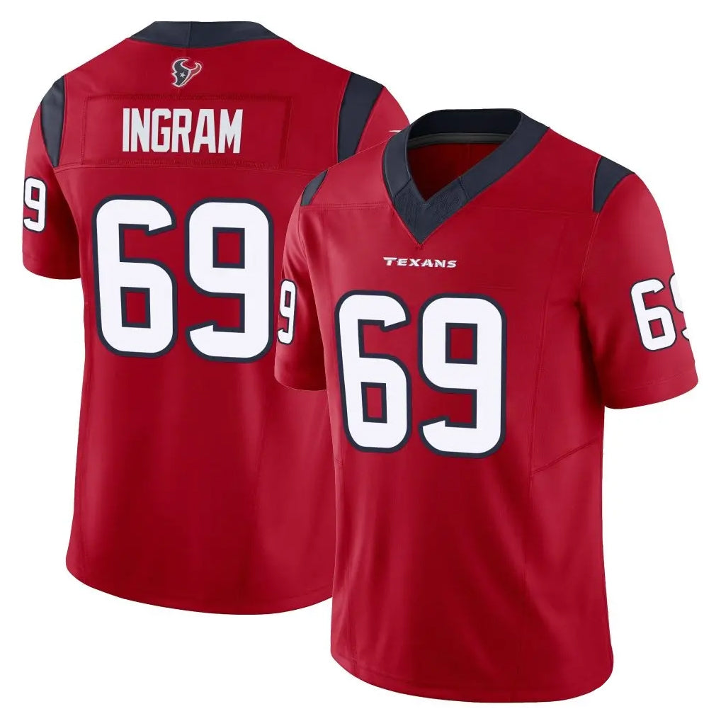 H.Texans #69 Ed Ingram Player Red Limited Vapor F.U.S.E. Home Game STECN Stitched Jerseys