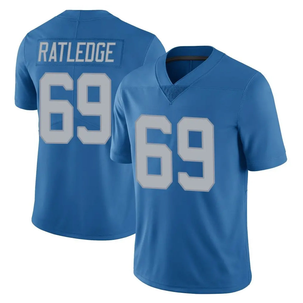 D.Lions #69 Tate Ratledge Player Blue Limited Throwback Vapor Untouchable STECN Stitched Jerseys