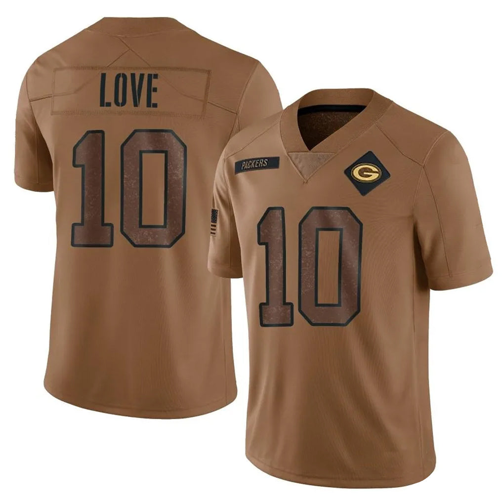 GB.Packers #10 Jordan Love Player Brown Salute To Service Limited STECN Stitched Jerseys