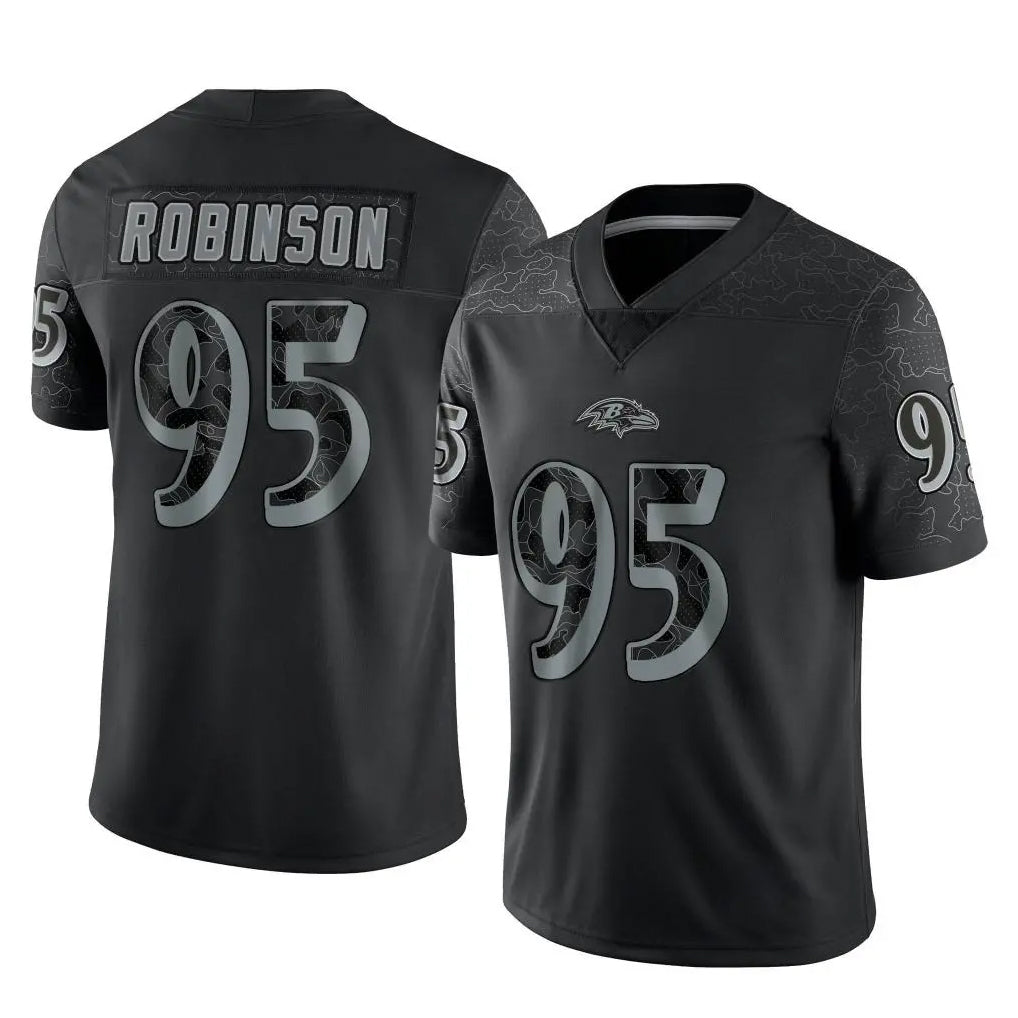 B.Ravens #95 Tavius Robinson Player Black REFLECTIVE Limited STECN Stitched Jerseys