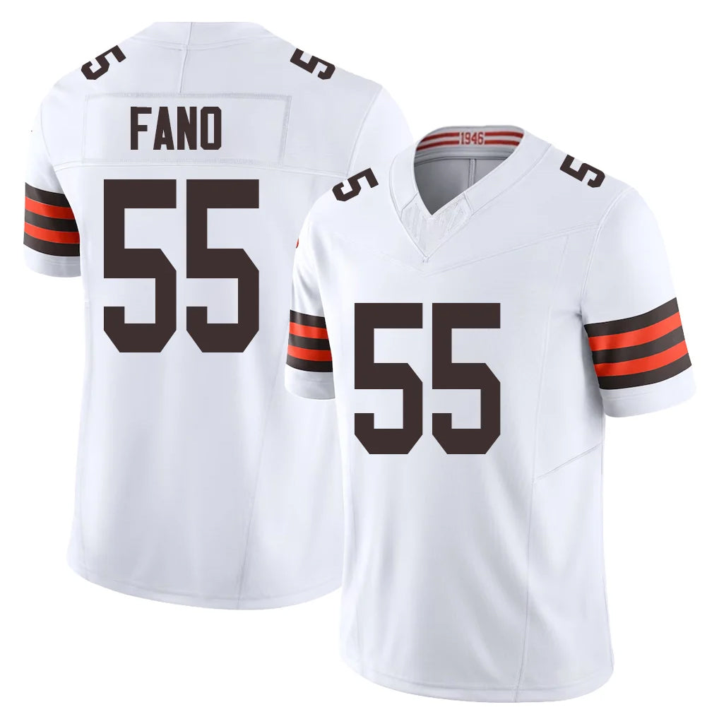 C.Browns #55 Spencer Fano Player White Vapor F.U.S.E. Limited Home Game STECN Stitched Jerseys
