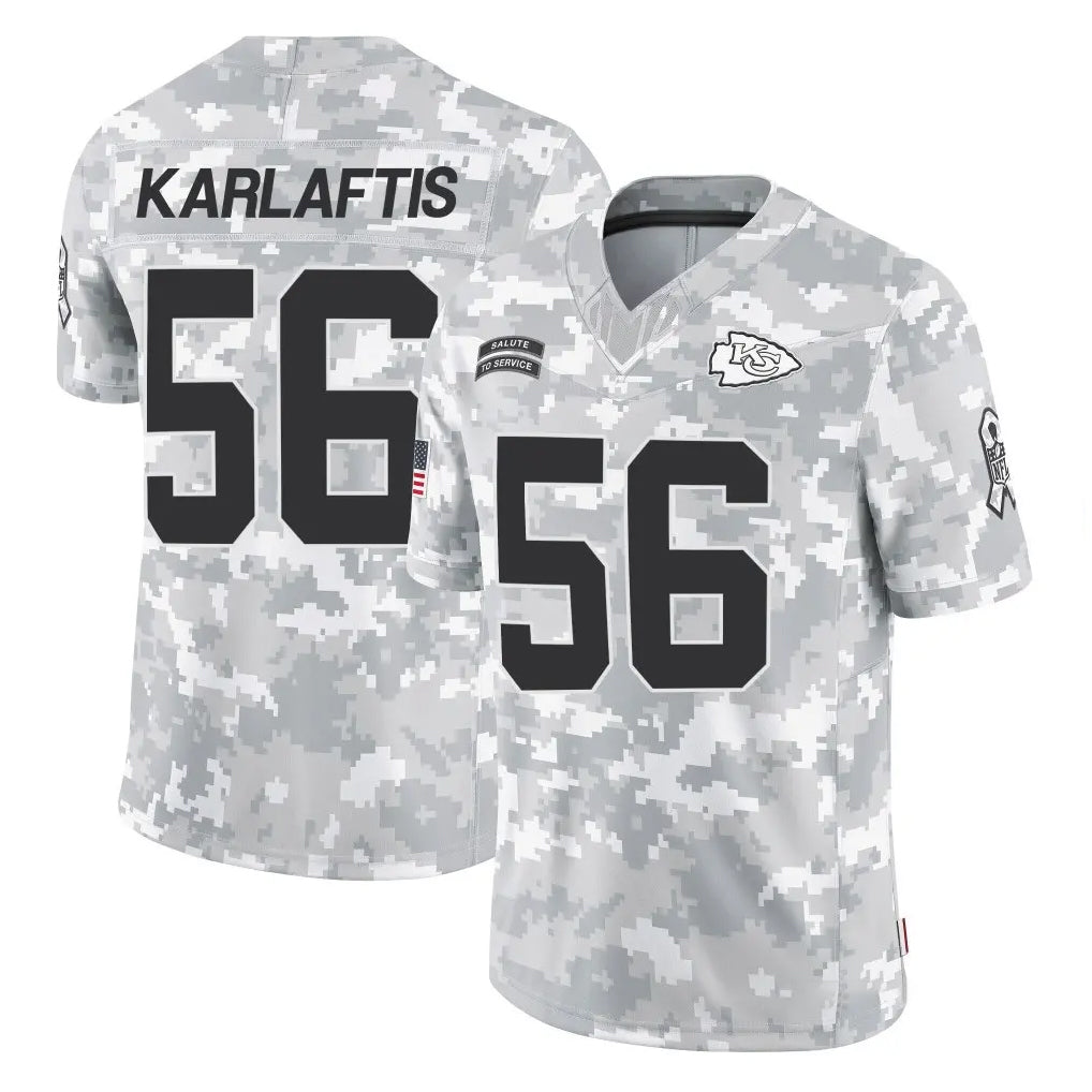 KC.Chiefs #56 George Karlaftis Player Arctic Camo Salute To Service Limited Game STECN Stitched Jerseys
