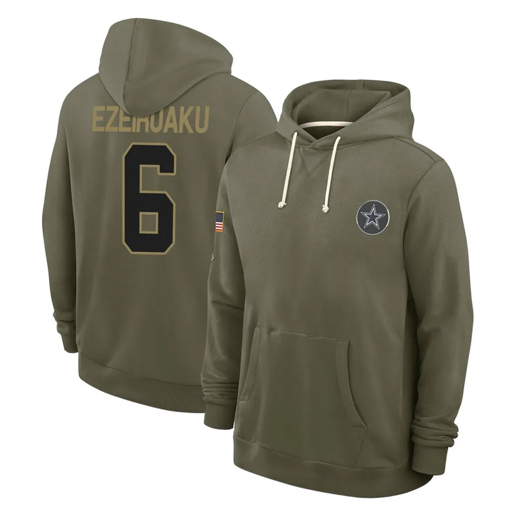 D.Cowboys #6 Donovan Ezeiruaku Player Olive Salute to Service Pullover Hoodies Limited STECN Stitched Jerseys