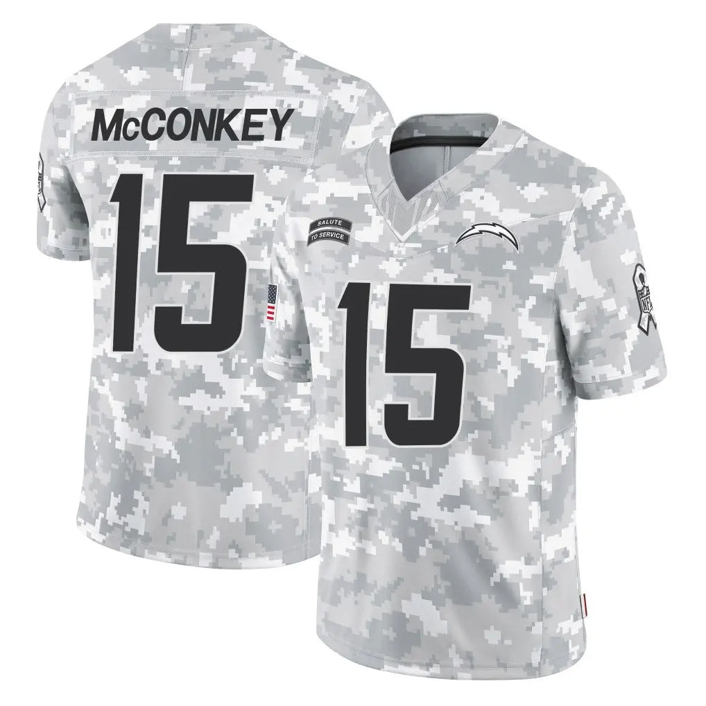 LA.Chargers #15 Ladd McConkey Player Arctic Camo Salute To Service Limited Game STECN Stitched Jerseys