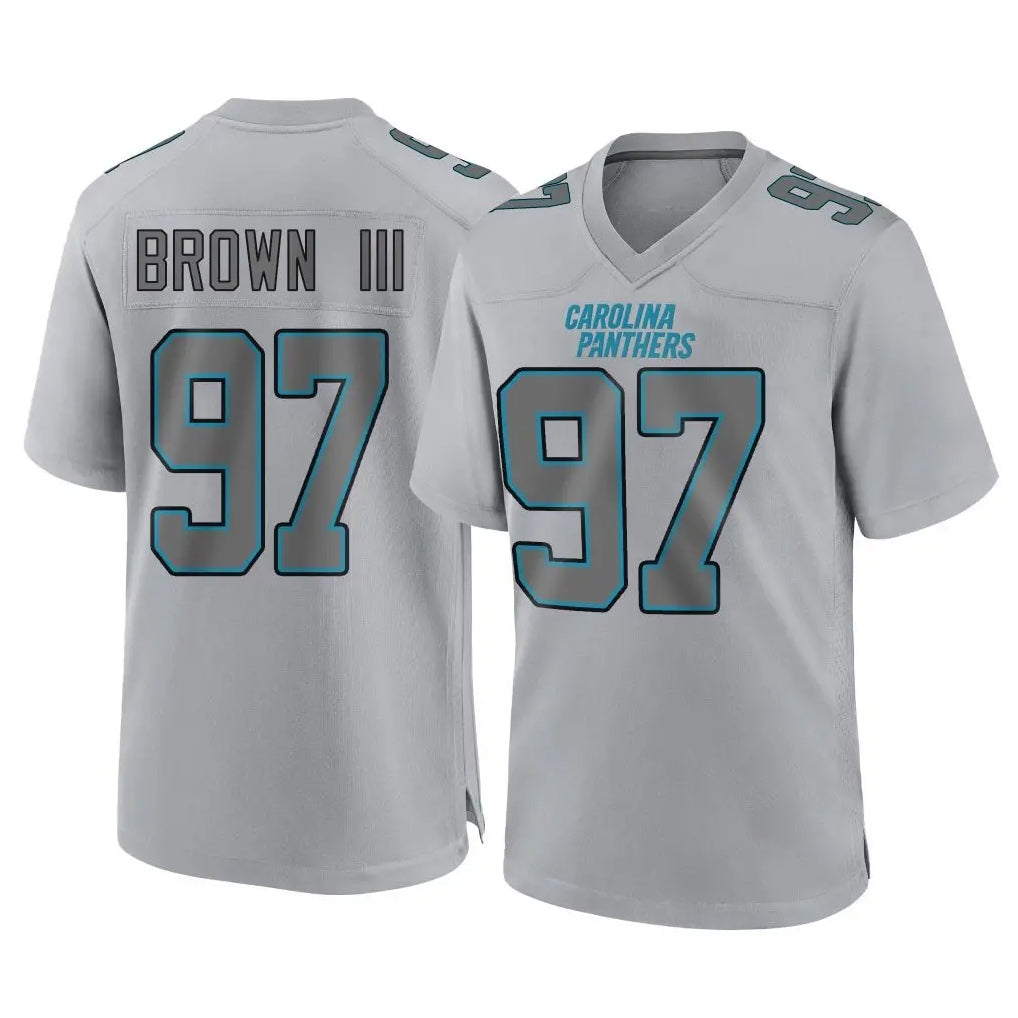 C.Panthers #97 Bobby Brown III Player Gray Atmosphere Fashion Game STECN Stitched Jerseys