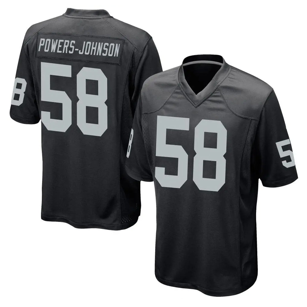 LV.Raiders #58 Jackson Powers-Johnson Player Black Home Game STECN Stitched Jerseys