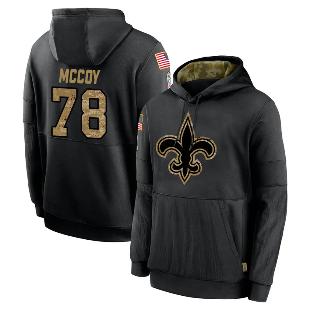 NO.Saints #78 Erik McCoy Player Black Salute to Service Hoodies Limited Game STECN Stitched Jerseys
