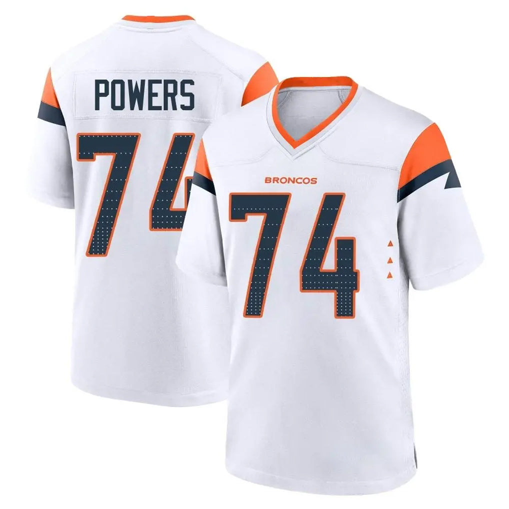 D.Broncos #74 Ben Powers Player White Home Game STECN Stitched Jerseys
