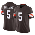 C.Browns #5 Quincy Williams Player Brown Vapor F.U.S.E. Limited Home Game STECN Stitched Jerseys