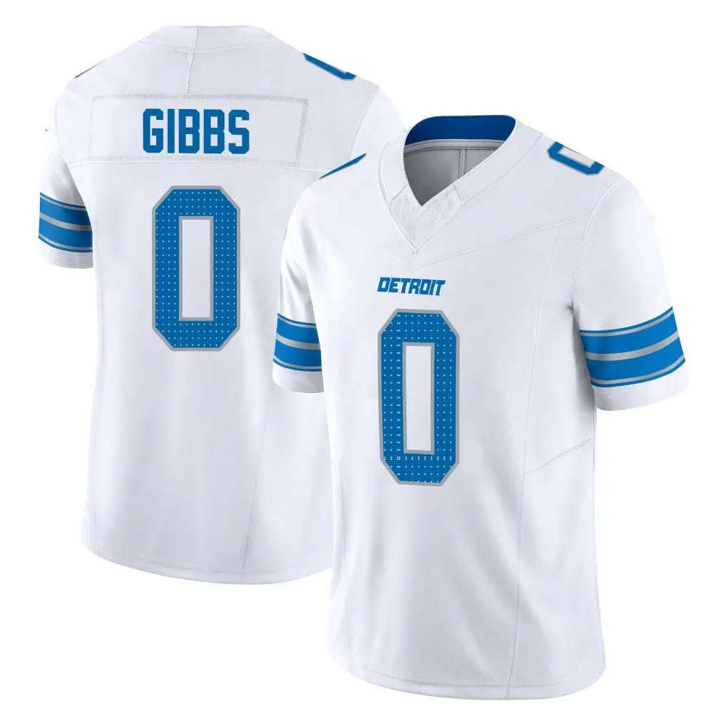 D.Lions #0 Jahmyr Gibbs Player White Limited Vapor F.U.S.E. Alternate Home Game STECN Stitched Jerseys
