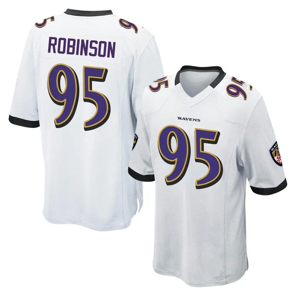 B.Ravens #95 Tavius Robinson Player White Home Game STECN Stitched Jerseys