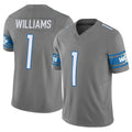 D.Lions #1 Jameson Williams Player Gray Vapor F.U.S.E. Limited Home Game STECN Stitched Jerseys