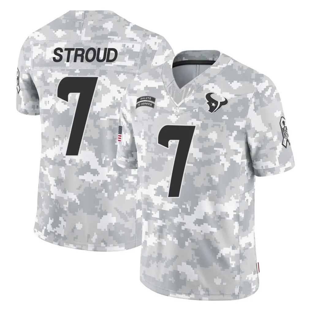 H.Texans #7 CJ Stroud Player Arctic Camo Salute To Service Limited Game STECN Stitched Jerseys