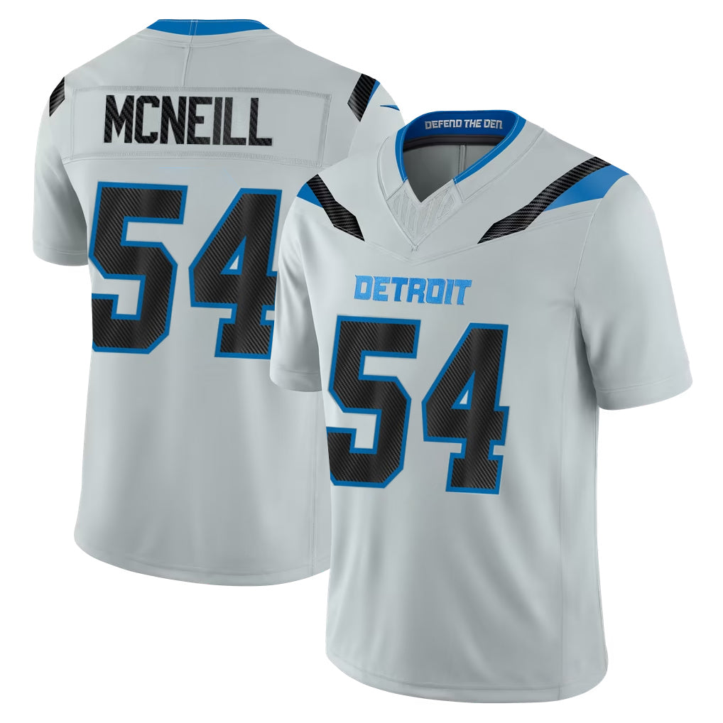 D.Lions #54 Alim McNeill Player Silver Limited 2026 Rivalries Collection Home Game STECN Stitched Jerseys
