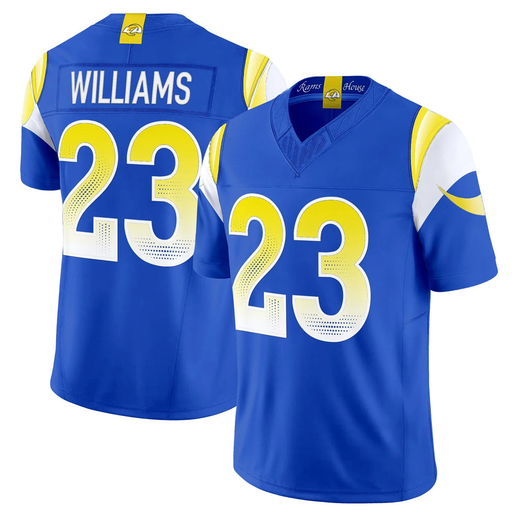 LA.Rams #23 Kyren Williams Player Royal Rivalries Vapor Limited Home Game STECN Stitched Jerseys