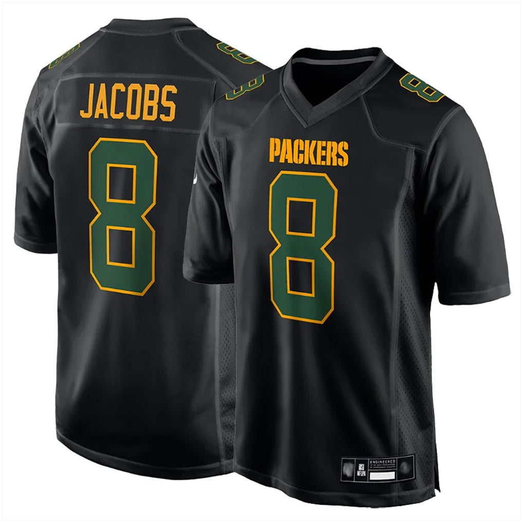 GB.Packers #8 Josh Jacobs Player Black Fashion Home Game STECN Stitched Jerseys