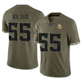 M.Vikings #55 Eric Wilson Player Olive Salute To Service Limited STECN Stitched Jerseys