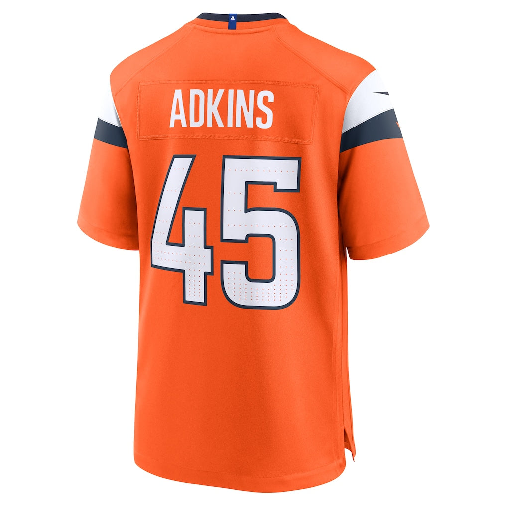 STECN D.Broncos #45 Nate Adkins Orange Team Game Jersey