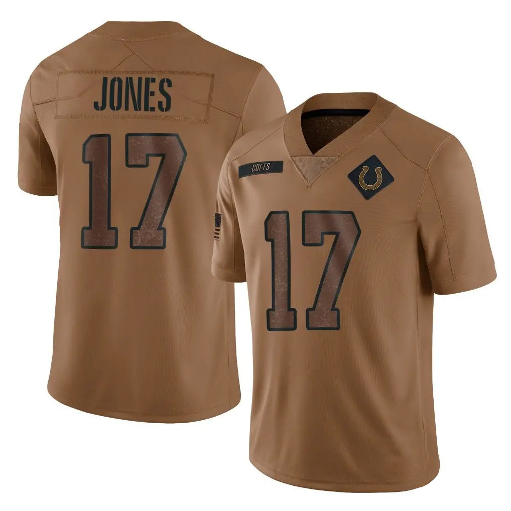 IN.Colts #17 Daniel Jones Player Brown Salute To Service Limited STECN Stitched Jerseys