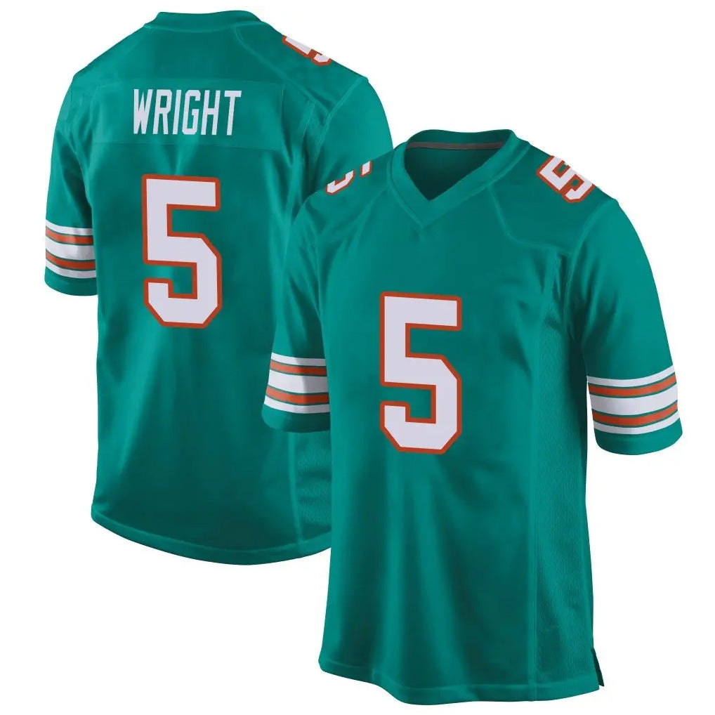 M.Dolphins #5 Jaylen Wright Player Aqua Alternate Home Game STECN Stitched Jerseys