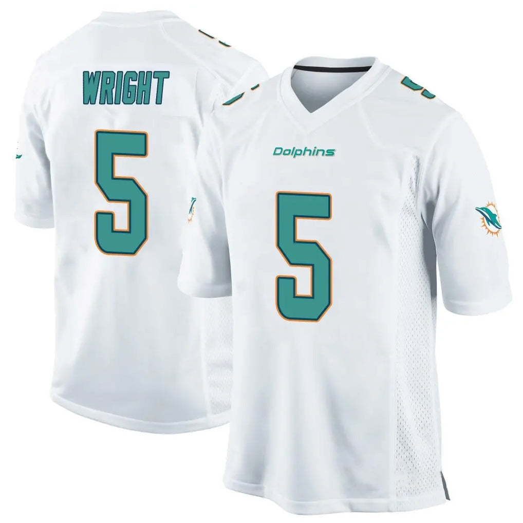 M.Dolphins #5 Jaylen Wright Player White Home Game STECN Stitched Jerseys
