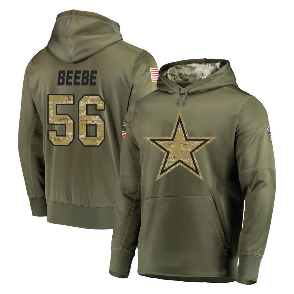 D.Cowboys #56 Cooper Beebe Player Olive Salute to Service Pullover Hoodies Home Game STECN Stitched Jerseys