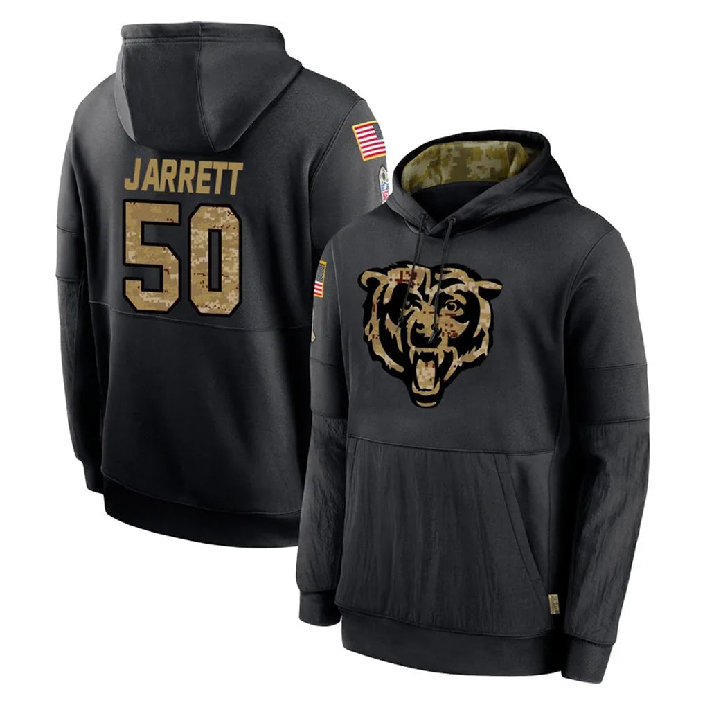 C.Bears #50 Grady Jarrett Player Black Salute to Service Pullover Hoodies Limited STECN Stitched Jerseys