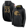 C.Browns #33 Ronnie Hickman Player Black Salute to Service Pullover Hoodies Limited STECN Stitched Jerseys
