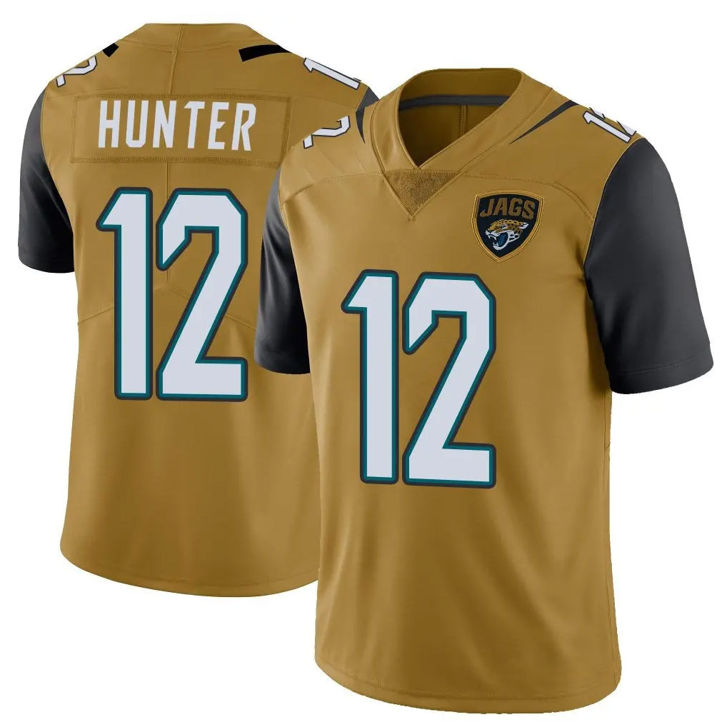 J.Jaguars #12 Travis Hunter Player Gold Vapor Limited Home Game STECN Stitched Jerseys