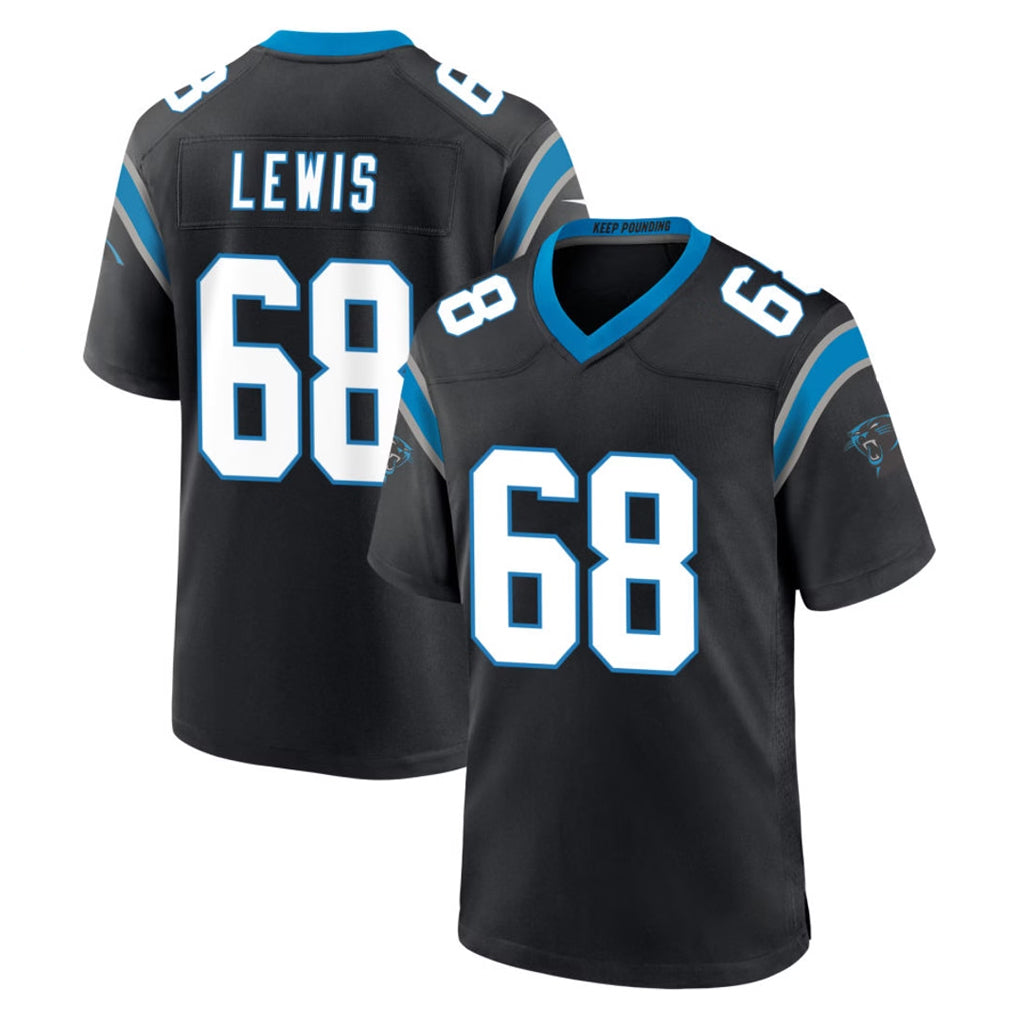 C.Panthers #68 Damien Lewis Player Black Limited Home Game STECN Stitched Jerseys