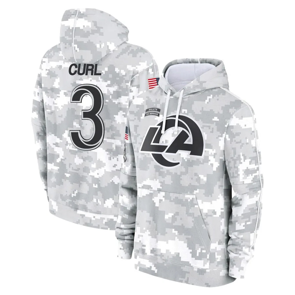 LA.Rams #3 Kam Curl Player Arctic Camo Salute to Service Hoodies Limited Game STECN Stitched Jerseys