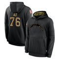 LA.Chargers #76 Joe Alt Player Black Salute to Service Hoodies Limited Game STECN Stitched Jerseys