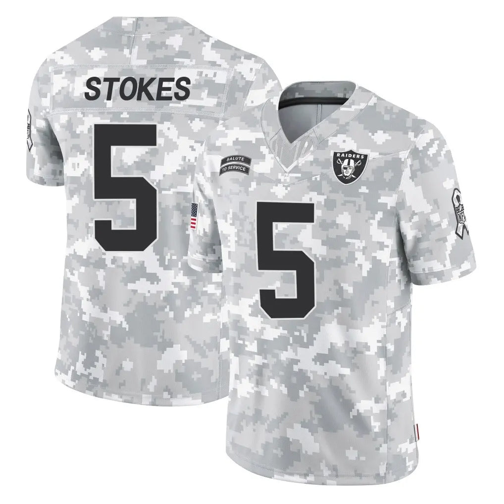 LV.Raiders #5 Eric Stokes Player Arctic Camo Salute To Service Limited Game STECN Stitched Jerseys
