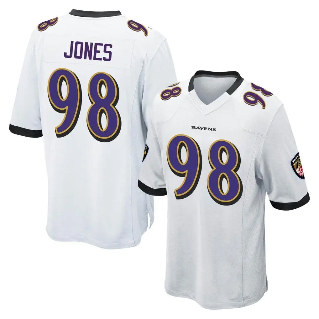 B.Ravens #98 Travis Jones Player White Home Game STECN Stitched Jerseys